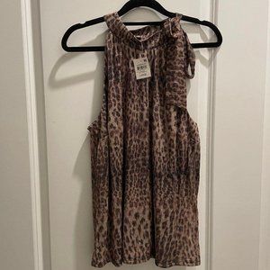 NWT INC Intl tie-neck halter blouse, L
